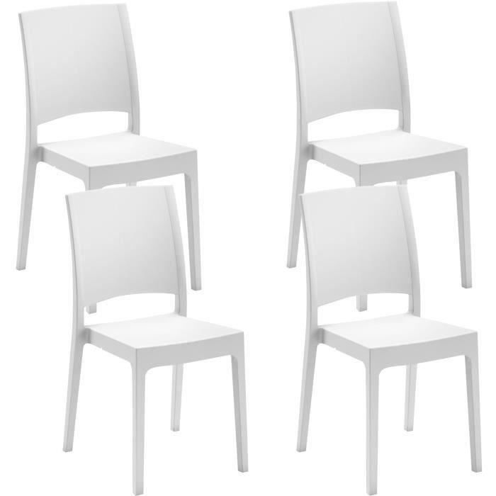 chaise de jardin flora areta - blanc - lot de 4 - 52 x 46 x h 86 cm - utilisation domestique et collective