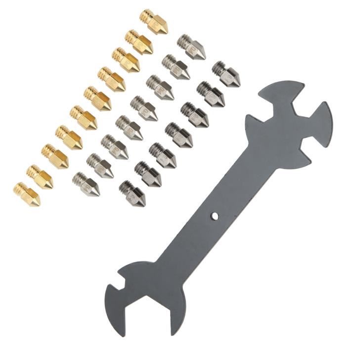 Kit Pièces Remplacement Extrudeuse Imprimante 3D – 4 Buses Laiton 0.4mm + 4 Tubes Téflon + 4 Blocs Chauffants – Compatible MK8, Anet A8, Makerbot
