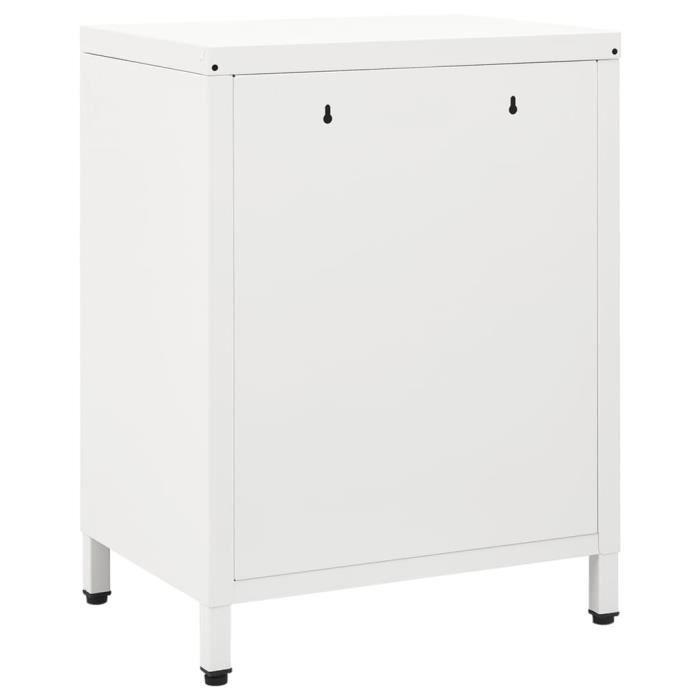 ABB Table de chevet Blanc 40x30x54,5 cm Acier et verre - Qqmora ...