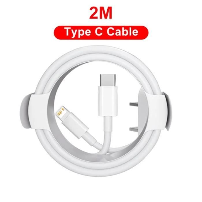 20W Bloc Chargeur USB C avec 2M câble Chargeur Rapide pour IPhone 14 13 12  11