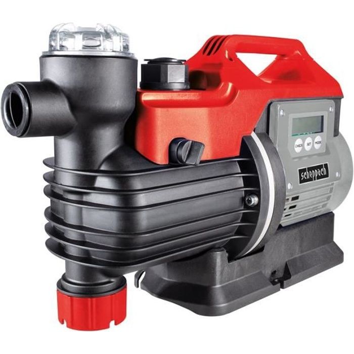 Pompe à eau domestique SCHEPPACH GP1000JET LCD - 1000W - 4 400L/h - Rouge