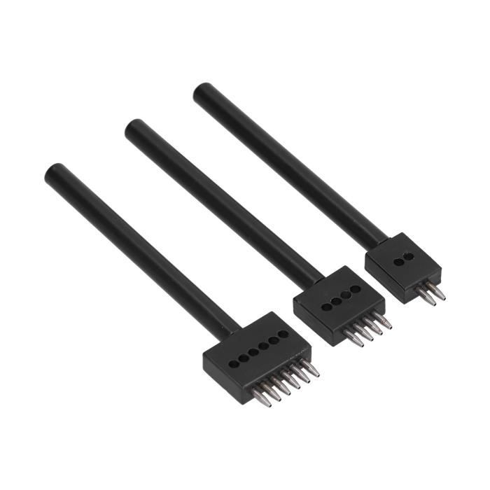 Kit Perforation Cuir 55 Pièces - Poinçons Acier Traité Pour Trous Ronds/Carrés/Ovales - Carton, Plastique, Artisanat - 3