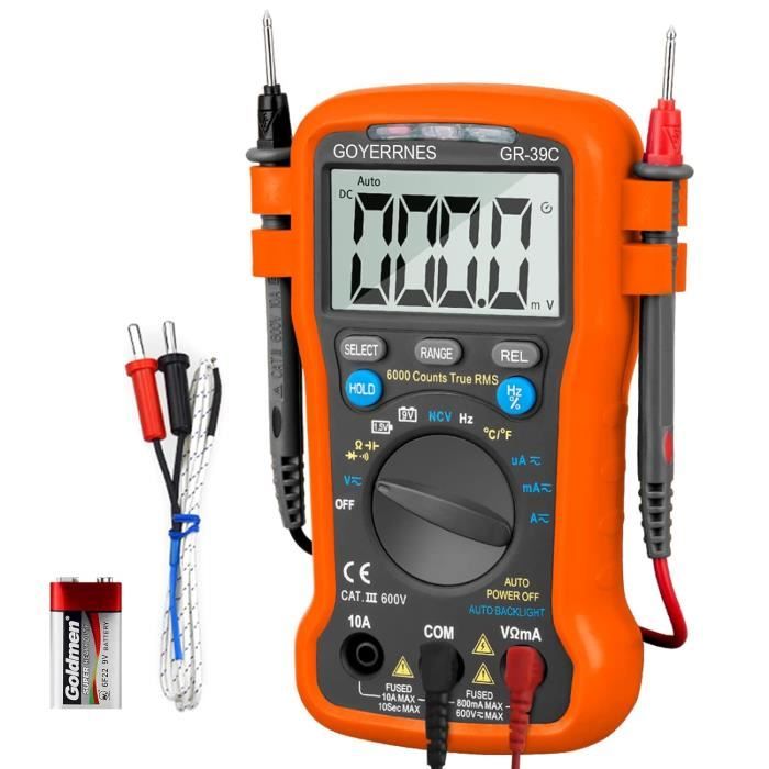 Multimètre Numérique Kethvoz TRMS 6000 Counts Avec APP Bluetooth & NCV - Testeur Tension Courant Résistance Pour Auto Et Maison
