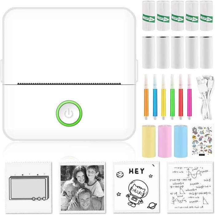 Mini-Imprimante Thermique Portable sans fil, 203dpi, Bluetooth, étiquette ,Photo