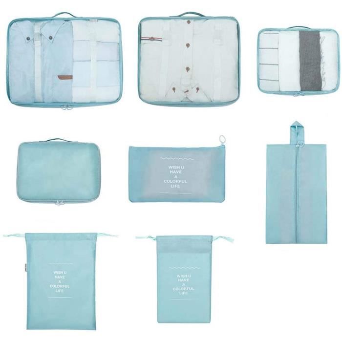 MURISE Packing Cubes 8 pièces, organisateur valise pour les vacances et les voyages, sac rangement valise, Les essentiels du voyage, Système de rangement pour valises (Nior