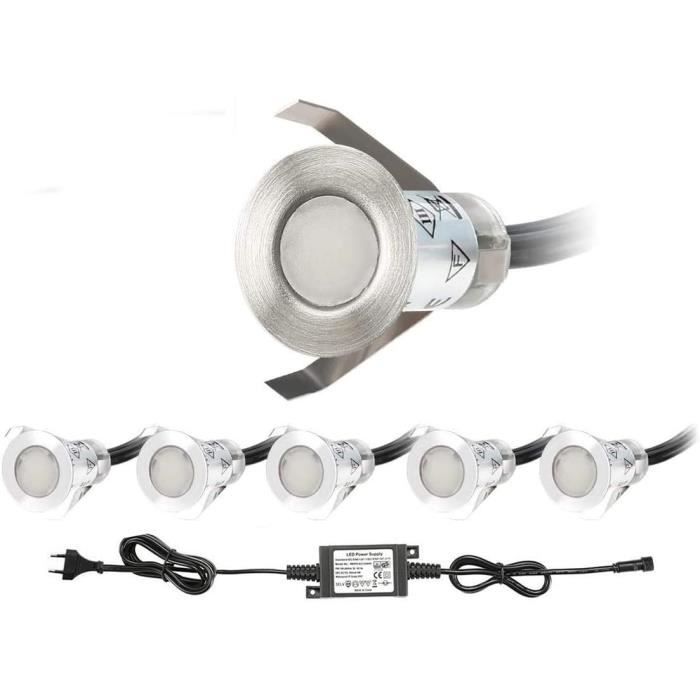 Kit 10 Spots LED Extérieurs Enterrés Pour Terrasse - Blanc Froid - Éclairage Moderne