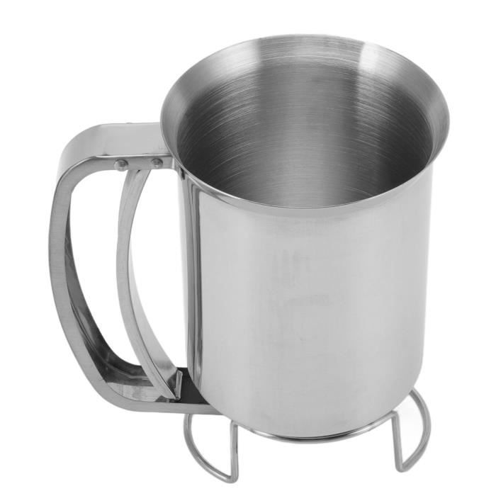 NDNCZDHC Distributeur de pâte à crêpes en acier inoxydable de 1 L, bec verseur portatif avec poignée pour la cuisson de cupcakes, gaufres, gâteaux, muffins, pâte, gril