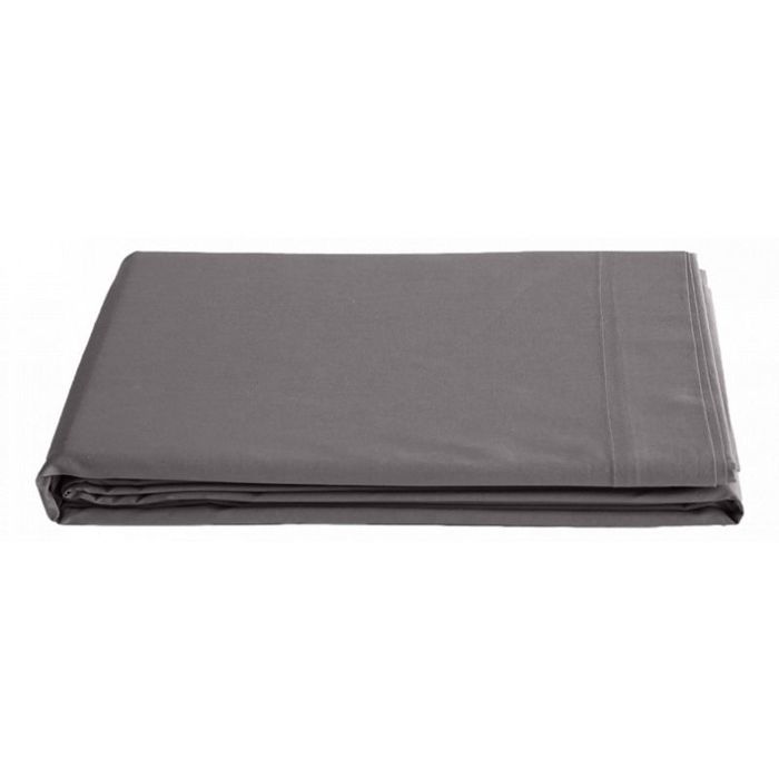 VENT DU SUD Drap plat percale pur coton peign&eacute; longues fibres 80 fils/cm&sup2;  - Ardoise - 240 x 300 cm pour lit 2 places 