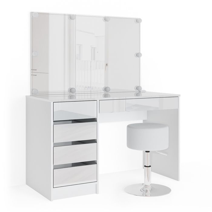 Vicco Coiffeuse Sherry, 120cm avec éclairage LED, tabouret