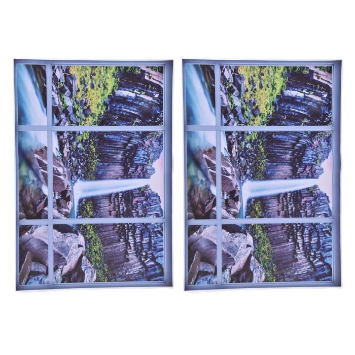 DOITOOL Fausse Fenêtre 3D Autocollant Mural 90x57 Cm - Décor Bureau Lumière Fenêtre Artificielle