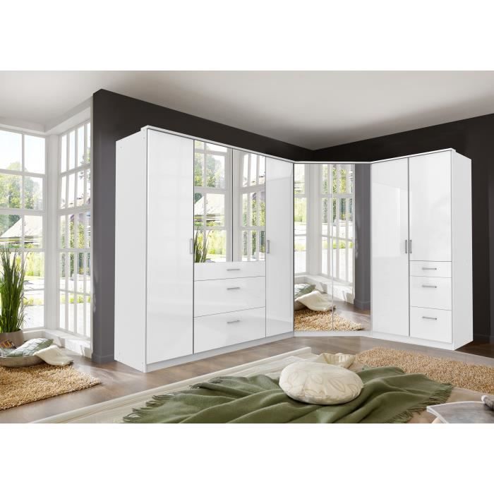 Clack Dressing D Angle Contemporain Decor Blanc L 300 Cm