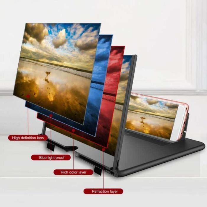Agrandisseur D'écran Smartphone Boffett - 16 Pouces, Pliable, Loupe HD Pour Films Et Vidéos