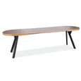 Meubles - Table à manger extensible avec 2 plateaux supplémentaires en bois - 12 couverts - L 140/272 x P 80 x H 76 cm Beige-1