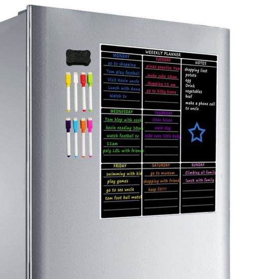 Calendrier Magnétique Effaçable Pour Frigo - Tableau De Planification Hebdomadaire Réutilisable - 20x15 Cm - Idéal Pour Listes De Tâches Et Rappels - 1
