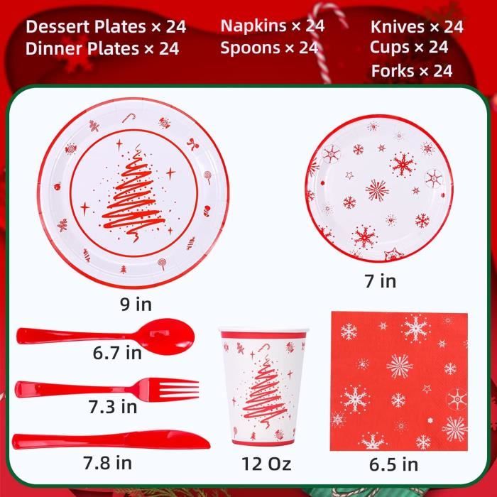 Lot de 12 assiettes de Noël réutilisables de 33 cm (doré métallisé