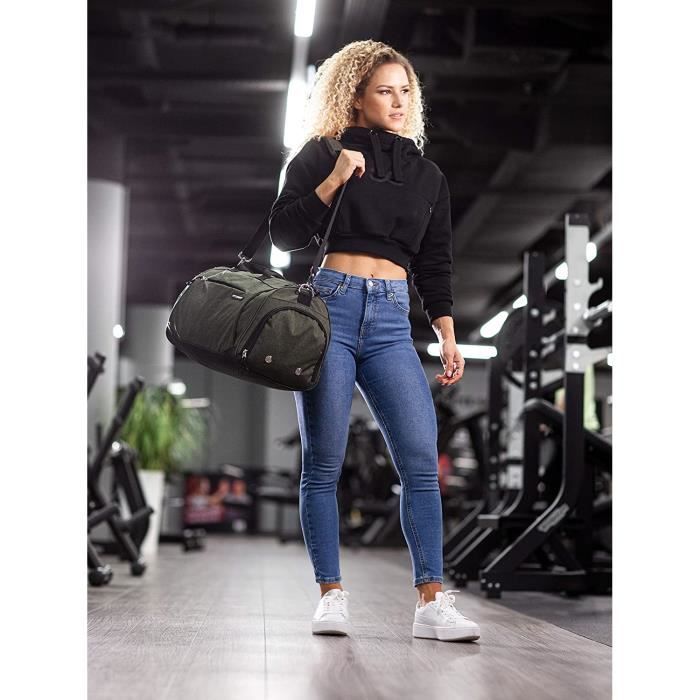 Sac de voyage, sac de week-end pour homme et femme, sac de nuit, sac  d'hôpital, sac de gym avec compartiment à chaussures, F8-Kaki, L, Sac de  voyage