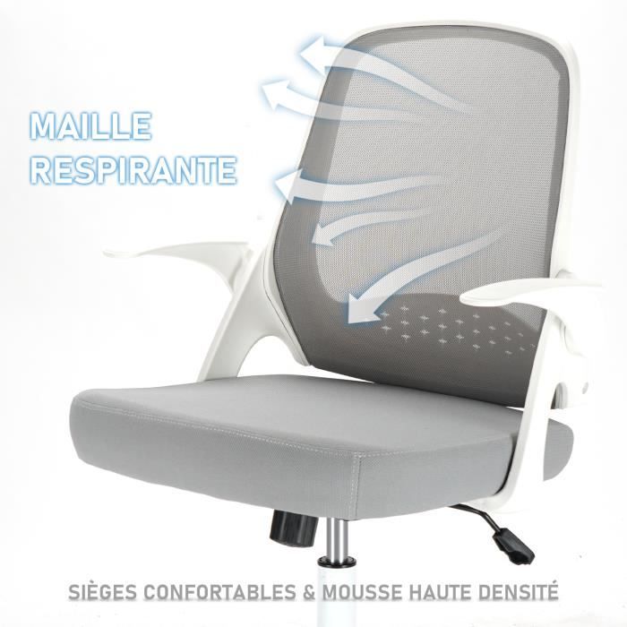 Durrafy Chaise de Bureau Ergonomique Blanc en Maille avec