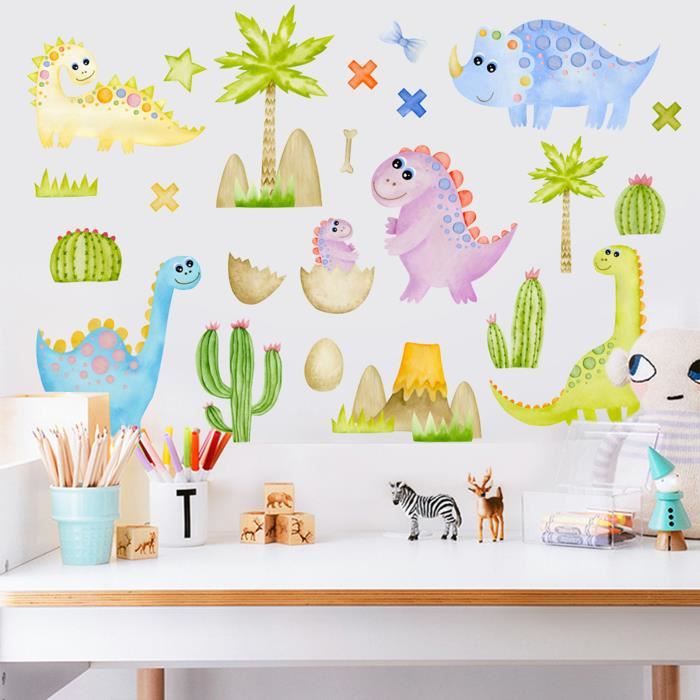 Stickers Muraux Dinosaure 3D XXL Wondever - Pour Chambre Bébé Garçon - PVC Auto-Adhésif