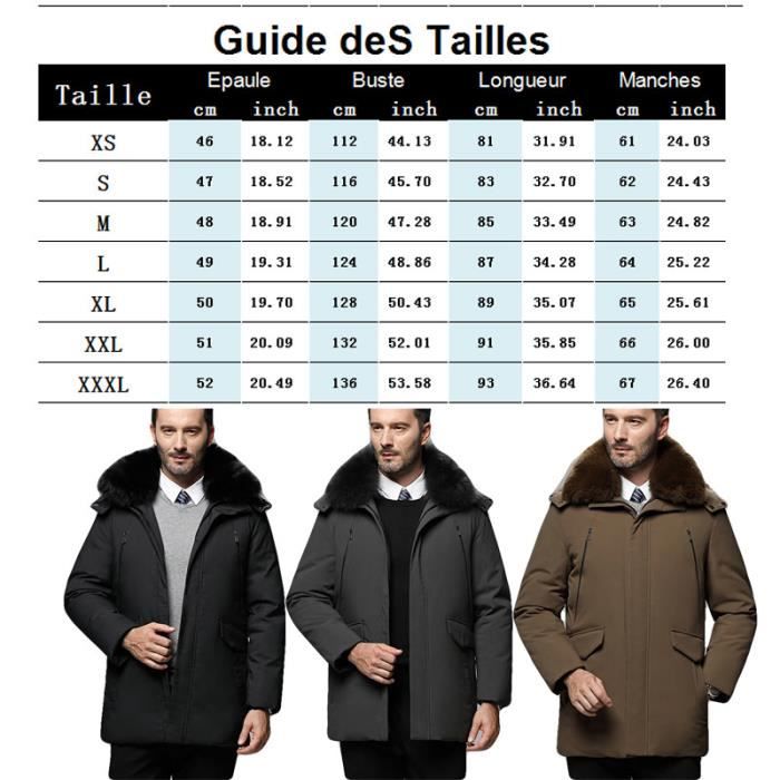 Doudoune homme Marque Luxe hiver Col de fourrure decontractee Doudoune epaisse Section moyenne et longue Grande taille Doudoune