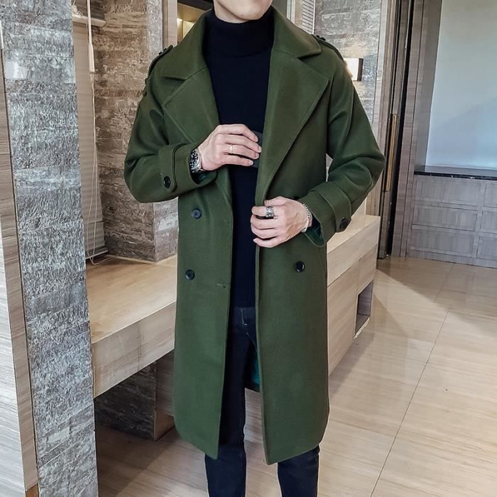 Manteau pour homme long vert