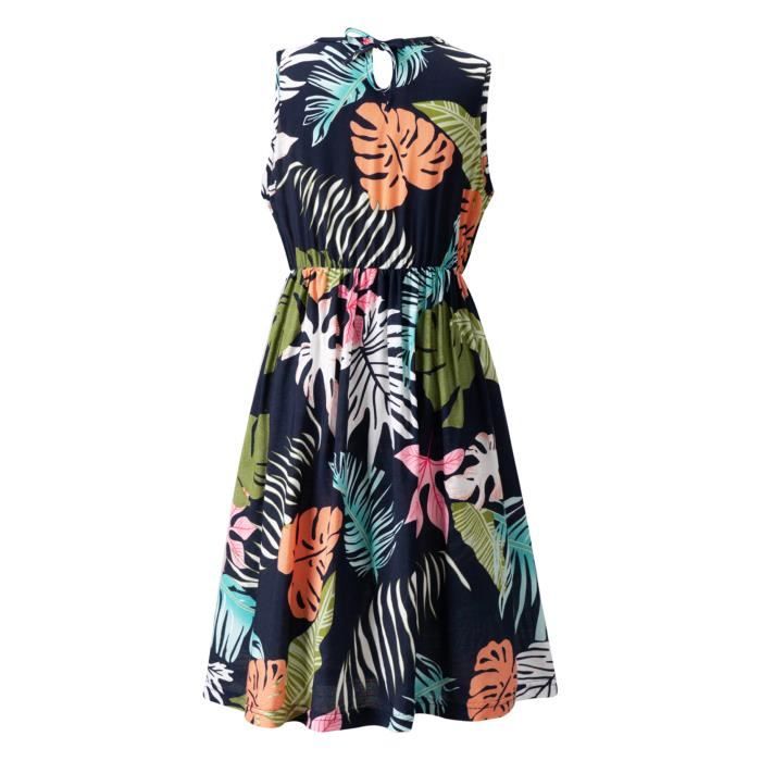 Iiniim Robe Fille Ete Fleurie Robe de Plage Enfant Fille Boheme Robe Longue Decontracte Vacances Sans Manche Anniversaire 3 14 Ans Bleu marine Cdiscount Pret a Porter