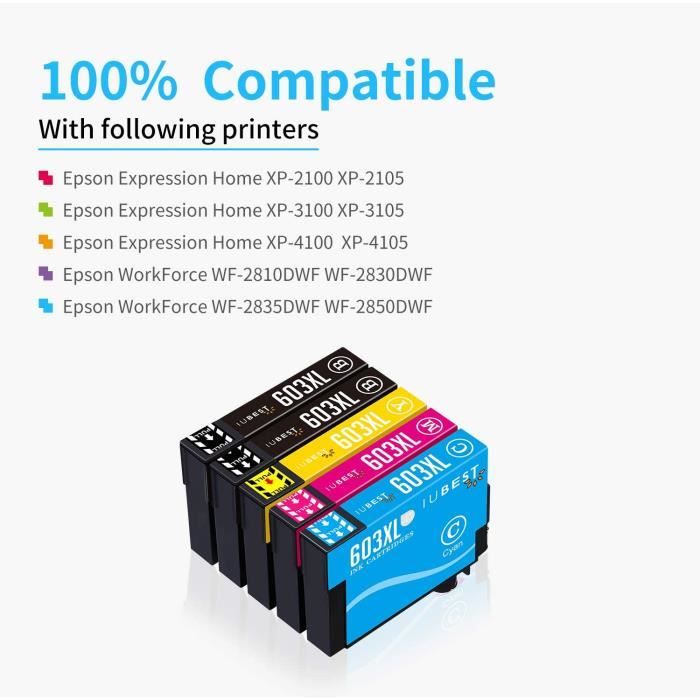 Cartouches Epson 603 XL 603XL encre de mer Compatible pour Epson Expression  Home XP 2100 XP 2105 XP 3100 XP 4105 WF 2810 WF 2830