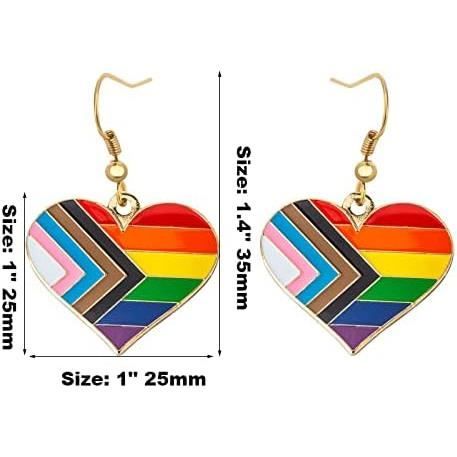 Boucles D'oreilles Pendantes Pride Arc-en-ciel - Bijoux LGBT - Métal Hypoallergénique - Cadeau Gay Friendly