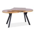 Meubles - Table à manger extensible avec 2 plateaux supplémentaires en bois - 12 couverts - L 140/272 x P 80 x H 76 cm Beige-2