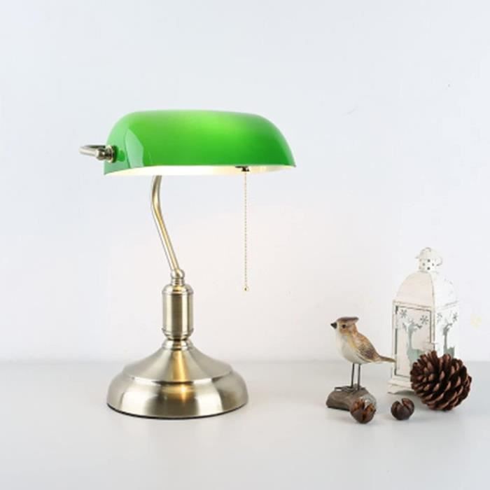 Lampe Verte Bank - Lampe Bureau Vintage - Lampe Chevet Rétro