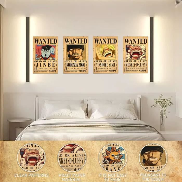 Lot De 12 Posters Anime Wanted 28.5x19 Cm - Affiches Manga Vintage Bounty Edition