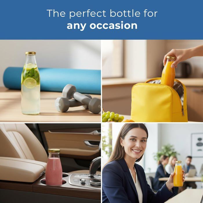 Bouteille Yaourt à Boire Gouveo Lot De 24 Bouteilles De Jus 250 Ml Avec Bouchon à Vis, Noir Mat BS Bouteille 25cl