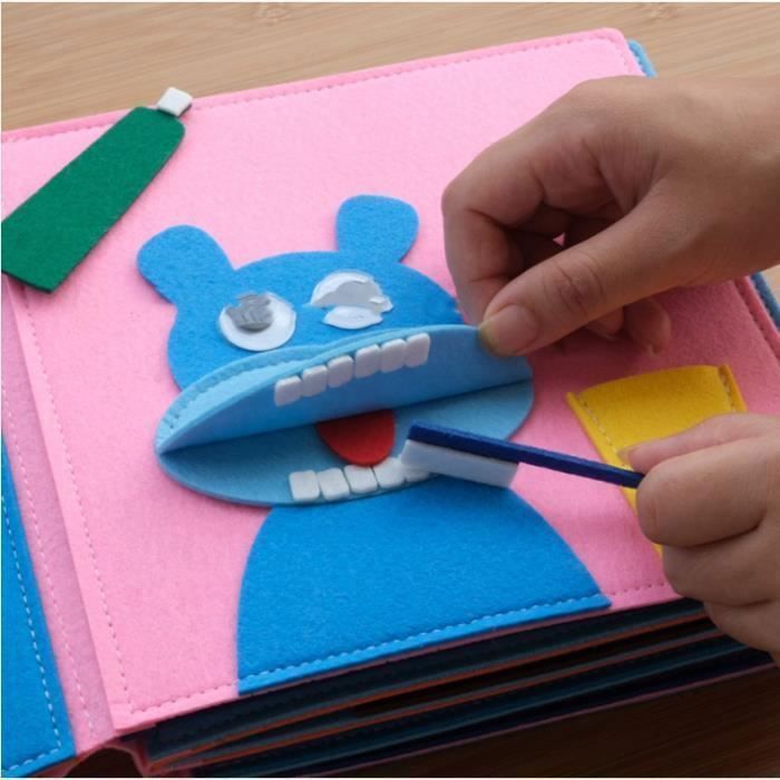 KICHOUSE Livre En Tissu Bébé – Jouet Éducatif Océan Animaux, Éveil Sensoriel & Lecture Précoce 15x15 Cm