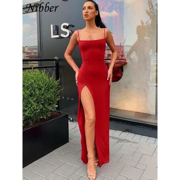 Robe Robe Longue de Soir e pour Femme Tenue Essentielle Rouge ou
