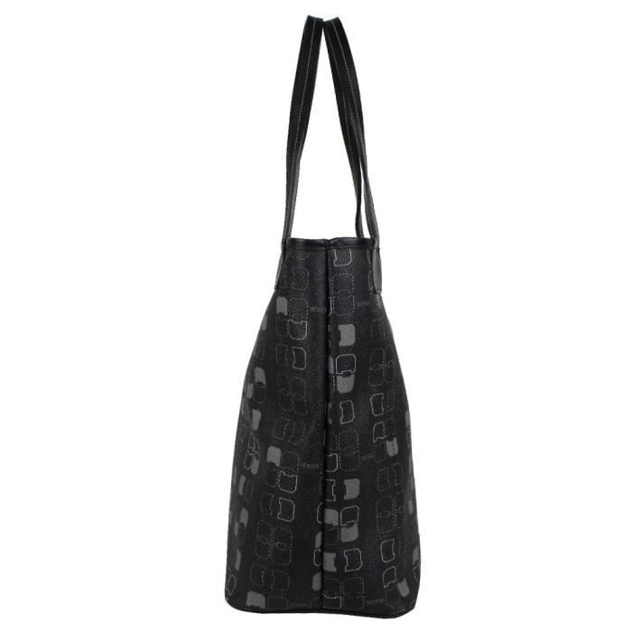 Sac a main cabas Texier imprime fabriquer en France 25006 Noir Gris Cdiscount Bagagerie Maroquinerie