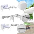 Canapé de jardin | Salon de jardin en imitation résine tressée | avec coussins et table basse | 4 personnes | Gris-3