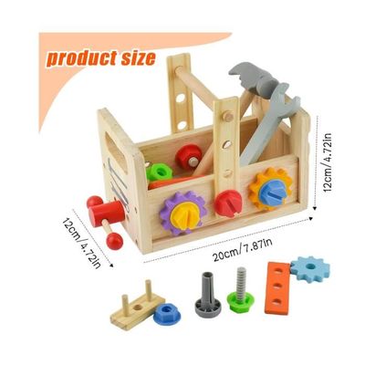 Kikuo établi Enfant En Bois – 24 Pièces D’outils, Valise De Bricolage, Jeu éducatif 3-5 Ans, Motricité Et Créativité