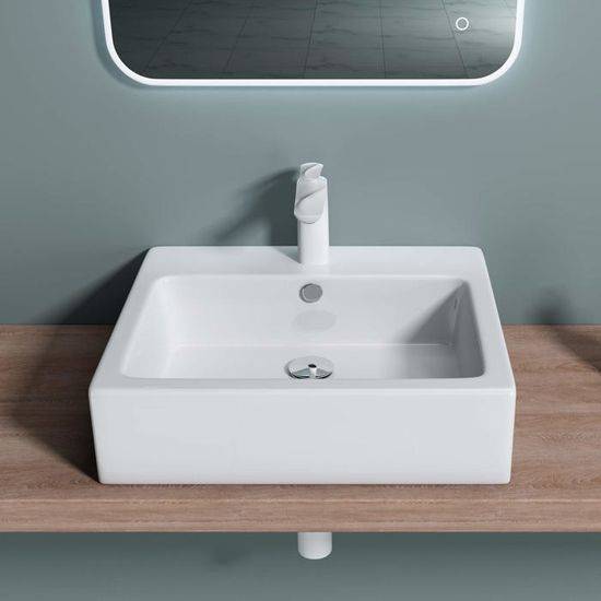 LAVABO VASQUE À POSER OU MONTER AU MUR ÉVIER DESIGN BRUXELLES CÉRAMIQUE 118G