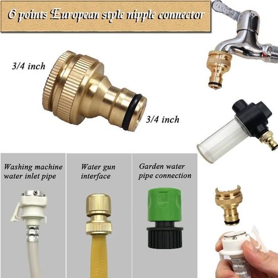 iEago RC Robinet Double Machine a Laver 2 Voies Y-Distributeur avec 2 PCS Adaptateur de raccord de Tuyau de 3//4 Pouces Robinet Exterieur Jardin Double en Laiton pour l/'irrigation de Jardin Voitures