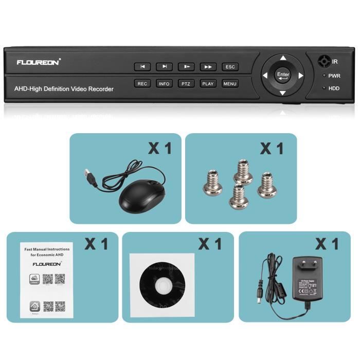CCTV Enregistreur Vid o Cloud DVR FLOUREON 8CH 1080 P 1080 N HDMI