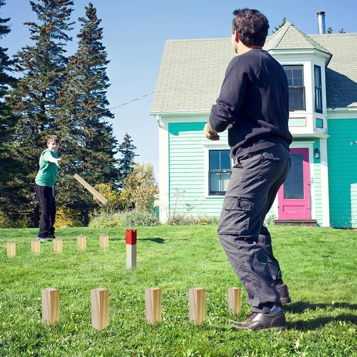 YUENFONG Kubb Jeu de lancer en bois avec numéro, jouet de loisir en