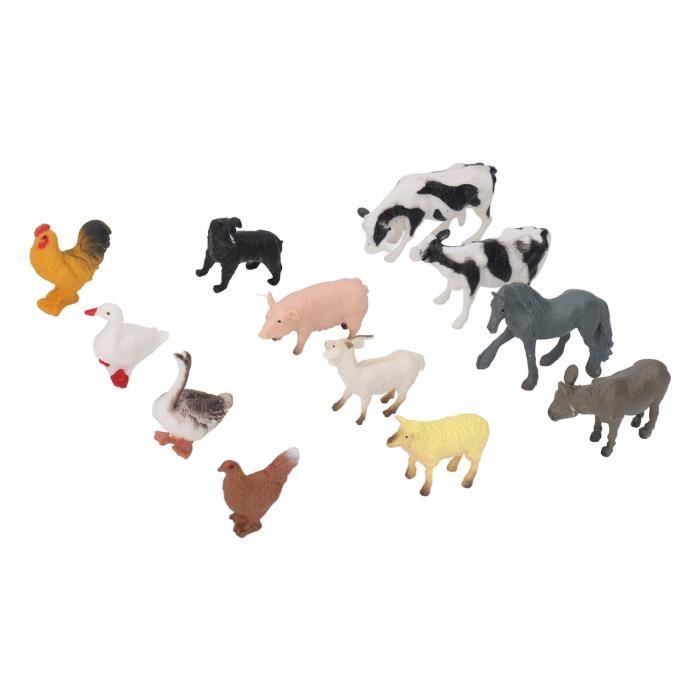 Lot de 12 mini figurines d'animaux de la ferme, figurines d'animaux  réalistes, jouets en plastique, kit de jeu d'animaux de la ferme, jouet  miniature