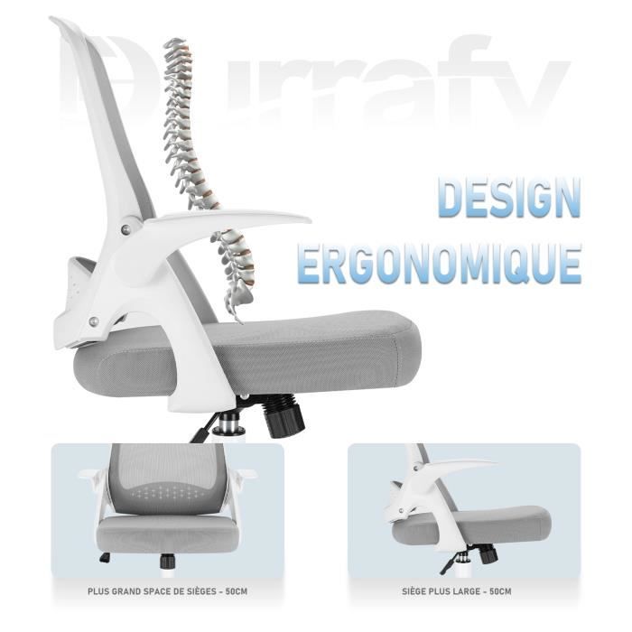 Durrafy chaise de bureau ergonomique en maille fauteuill de bureau