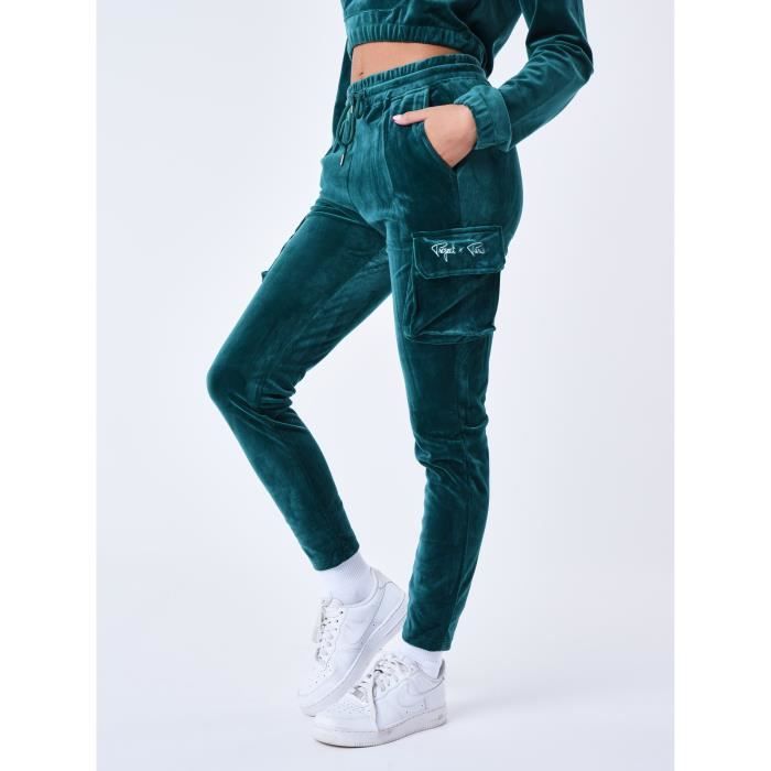 Bas de jogging cargo en velours signature - PROJECT X PARIS - Femme - Vert  - Fitness - Respirant Vert - Cdiscount Sport
