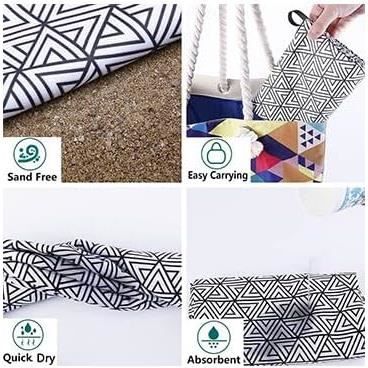 Serviette De Plage Microfibre XXL 180x90 Cm - Anti-Sable, Séchage Rapide - Avec Poche Zippée Et 4 Clips