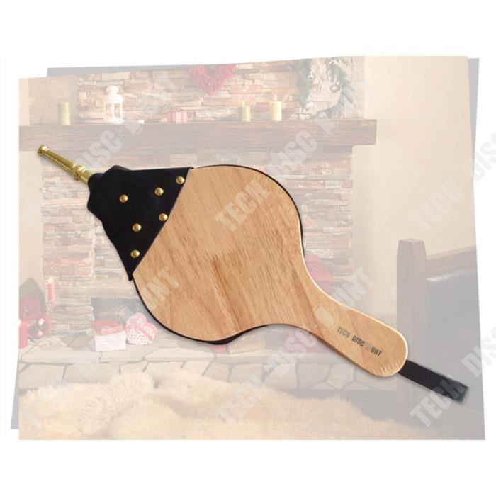 Soufflet à Main En Bois Pour Cheminée Et Barbecue - 39,5 Cm, Cuir PU, Outil Pour Allumer Le Feu (argent)