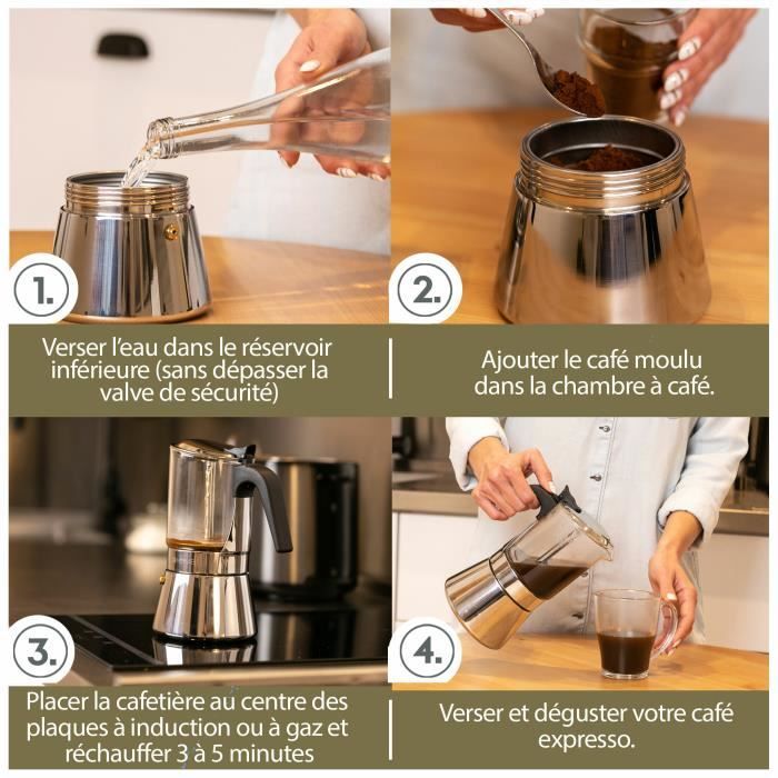 Cafetière italienne moka plaque induction noir 6 tasses Bialetti