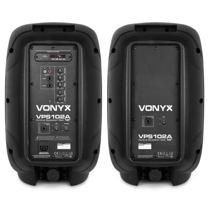 Vonyx VPS102A - Set d'enceintes, 600 Watts, 10”, Bluetooth, avec