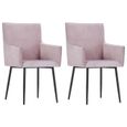 2 x Chaises de salle à manger avec accoudoirs Professionnel - Chaise de cuisine Chaise Scandinave - Rose Velours ®REZOOI®-0