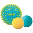 Balle Sensorielle Bleue - LUDI - Pour Bébé - Plastique Souple et Léger-0