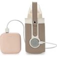 Sac chauffe-biberon USB en cuir portable réglable à 3 températures thermostat chauffe-lait pour bébé maison / voiture -Brun-0